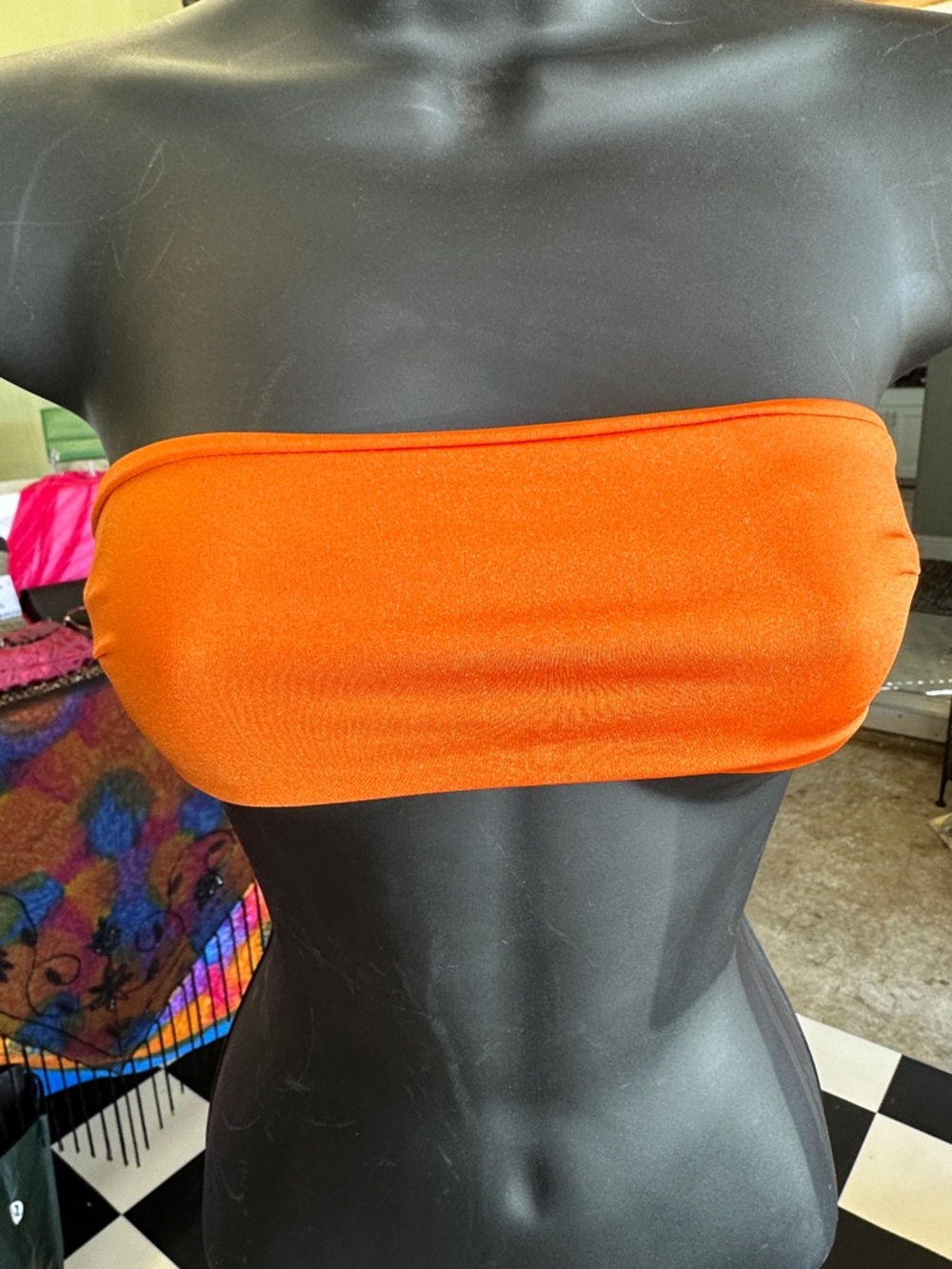 PrettyLittleThing Orange Bandeau Bikini Top